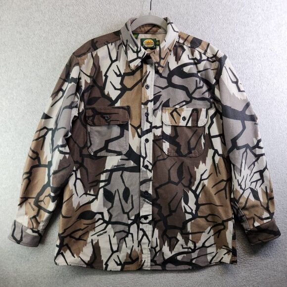 Vintage Cabelas Shirt Mens L Predator Camo Chamois Fleece Hunting Spooky 90s Vtg - Picture 12 of 12